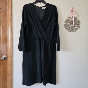 Loft Plus Womens Dark Green Stretch Wrap Dress 16W